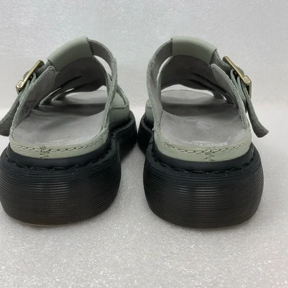 Dr. Martens Sandals Maxxy Buttery Soft Leather Sage Green Slides - Picture 3 of 15